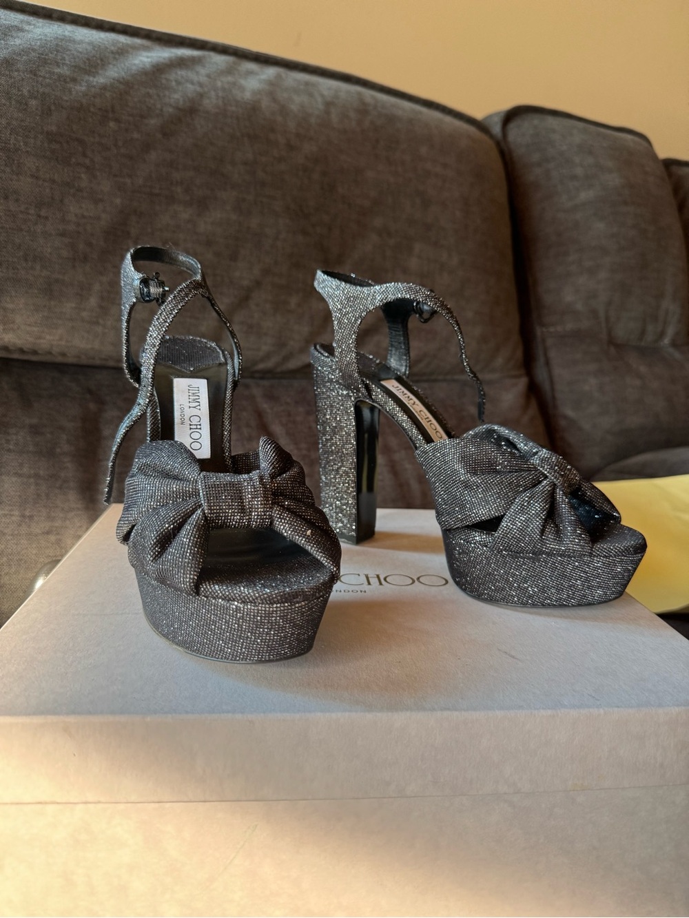 Jimmy Choo Heloise 120 SE black glitter 38.5